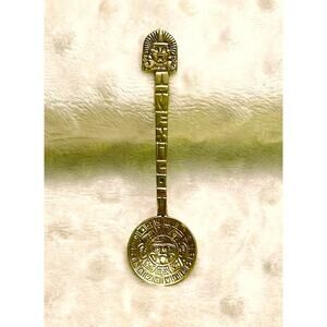 Vintage Mexican Goldtone Alpaca Souvenir 3 1/2" Spoon-EXCELLENT